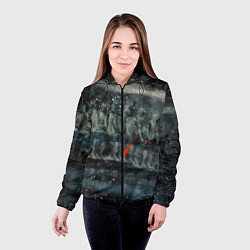 Куртка с капюшоном женская Абстрактные тени и капли красок, цвет: 3D-черный — фото 2