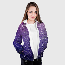 Куртка с капюшоном женская Дождевые капли на стекле, цвет: 3D-белый — фото 2