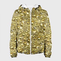 Куртка с капюшоном женская Золотая чеканка - текстура, цвет: 3D-белый