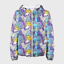 Куртка с капюшоном женская Череп и солнце, цвет: 3D-белый