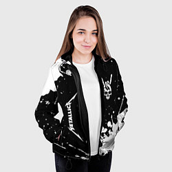 Куртка с капюшоном женская Metallica и рок символ на темном фоне, цвет: 3D-черный — фото 2
