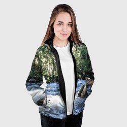 Куртка с капюшоном женская Течёт река в лесу, цвет: 3D-черный — фото 2