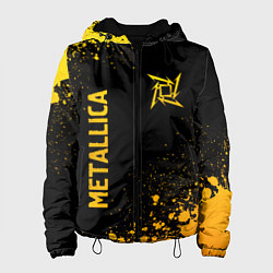 Куртка с капюшоном женская Metallica - gold gradient: надпись, символ, цвет: 3D-черный