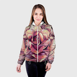Куртка с капюшоном женская Крупная роза маслом, цвет: 3D-белый — фото 2