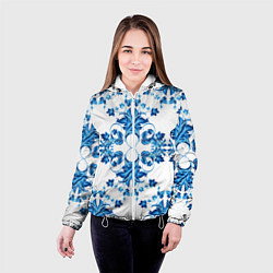 Куртка с капюшоном женская Гжель узор, цвет: 3D-белый — фото 2