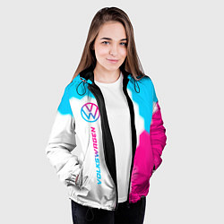 Куртка с капюшоном женская Volkswagen neon gradient style: по-вертикали, цвет: 3D-черный — фото 2