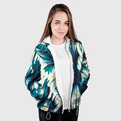 Куртка с капюшоном женская Абстрактные цветочные узоры, цвет: 3D-белый — фото 2