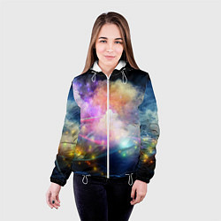 Куртка с капюшоном женская Светящиеся точки и дым, цвет: 3D-белый — фото 2
