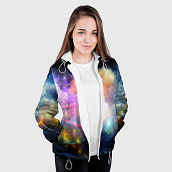 Куртка с капюшоном женская Светящиеся точки и дым, цвет: 3D-белый — фото 2