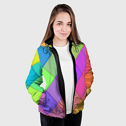Куртка с капюшоном женская Геометрический узор из квадратов, цвет: 3D-черный — фото 2