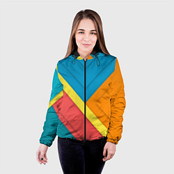 Куртка с капюшоном женская Простейший геометрический узор, цвет: 3D-черный — фото 2