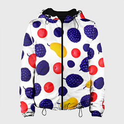 Куртка с капюшоном женская Ягодки и фрукты, цвет: 3D-черный