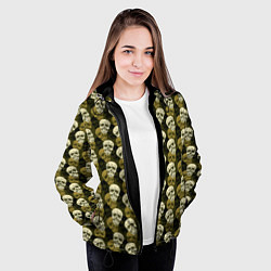 Куртка с капюшоном женская Милитари улыбающиеся черепа, цвет: 3D-черный — фото 2