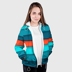 Куртка с капюшоном женская Геометрические непараллельные пластины, цвет: 3D-белый — фото 2