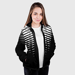 Куртка с капюшоном женская Черно-белая симметричная сетка из треугольников, цвет: 3D-черный — фото 2