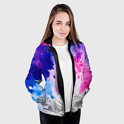 Куртка с капюшоном женская Акварельные кляксы, цвет: 3D-черный — фото 2