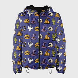 Куртка с капюшоном женская Halloween pattern, цвет: 3D-черный