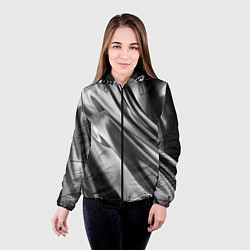 Куртка с капюшоном женская Объёмный сатин - текстура, цвет: 3D-черный — фото 2