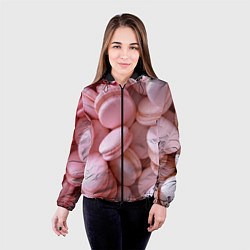 Куртка с капюшоном женская Красные и розовые кексы, цвет: 3D-черный — фото 2