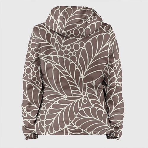 Женская куртка Кофеиновый паттерн из листьев / 3D-Черный – фото 2