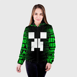 Куртка с капюшоном женская Лицо Крипера - Майнкрафт, цвет: 3D-черный — фото 2