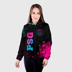 Куртка с капюшоном женская PSG - neon gradient: надпись, символ, цвет: 3D-черный — фото 2