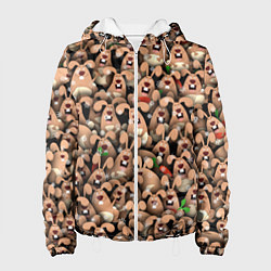 Куртка с капюшоном женская Новогодние зайцы, цвет: 3D-белый