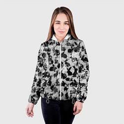 Куртка с капюшоном женская Черные новогодние кролики, цвет: 3D-белый — фото 2
