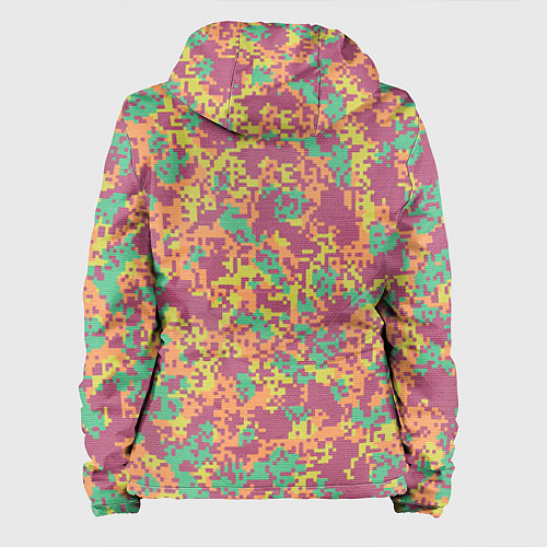 Женская куртка Цифровой камуфляж - сиренево-зеленый / 3D-Черный – фото 2