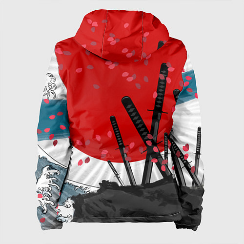 Женская куртка Солнце, волны и катаны / 3D-Белый – фото 2