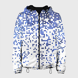 Куртка с капюшоном женская Пиксельный минималистический паттерн, цвет: 3D-черный