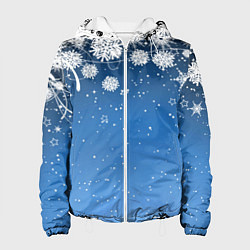 Женская куртка Снежный узор на синем фоне