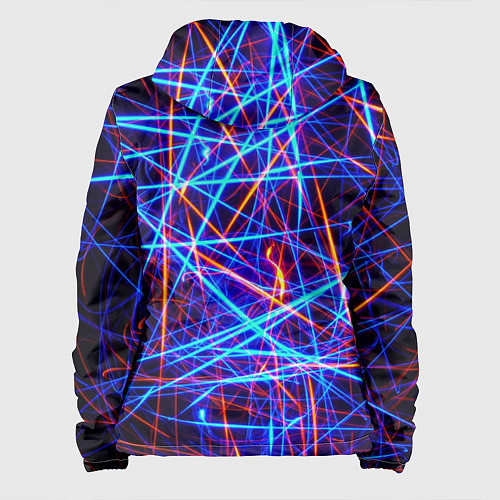 Женская куртка Красно-синие неоновые линии / 3D-Черный – фото 2