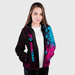 Куртка с капюшоном женская Juventus - neon gradient: по-вертикали, цвет: 3D-черный — фото 2