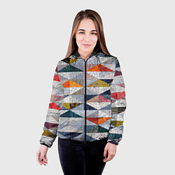 Куртка с капюшоном женская Каменный разноцветный паттерн, цвет: 3D-черный — фото 2