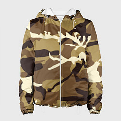 Куртка с капюшоном женская Камуфляж Woodland осень крупный, цвет: 3D-белый