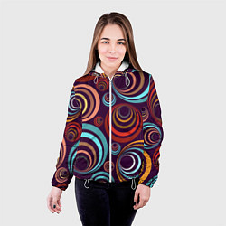Куртка с капюшоном женская Множество разноцветных окружностей, цвет: 3D-белый — фото 2