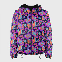 Куртка с капюшоном женская Символичная психоделика, цвет: 3D-черный