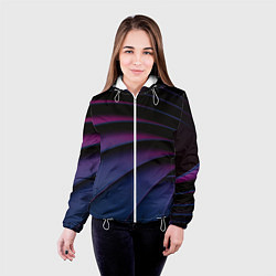Куртка с капюшоном женская Спиральные тёмные пластины, цвет: 3D-белый — фото 2
