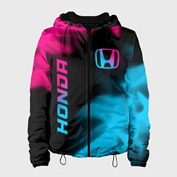 Куртка с капюшоном женская Honda - neon gradient: надпись, символ, цвет: 3D-черный