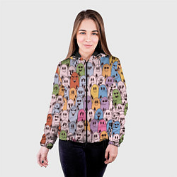Куртка с капюшоном женская Круглые чертики с рожками, цвет: 3D-черный — фото 2