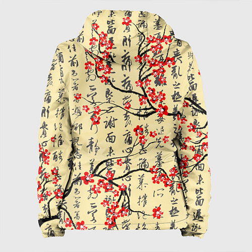 Женская куртка Иероглифы и сакура / 3D-Черный – фото 2