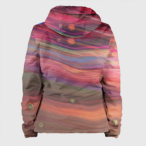 Женская куртка Розово-оранжевый абстрактный песок / 3D-Белый – фото 2