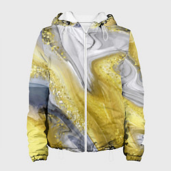 Куртка с капюшоном женская Благородный серо-золотой мрамор, цвет: 3D-белый