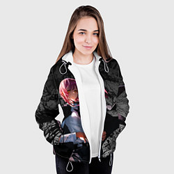 Куртка с капюшоном женская Демон контроля : Человек бензопила, цвет: 3D-белый — фото 2