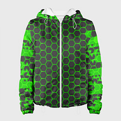 Куртка с капюшоном женская Зеленые плиты, цвет: 3D-белый