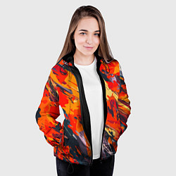 Куртка с капюшоном женская Оранжевые кляксы, цвет: 3D-черный — фото 2