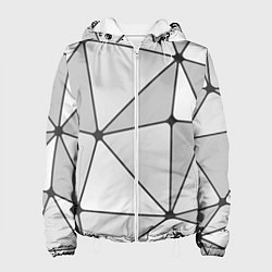 Куртка с капюшоном женская Геометрические линии на сером фоне, цвет: 3D-белый