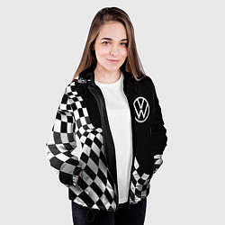 Куртка с капюшоном женская Volkswagen racing flag, цвет: 3D-черный — фото 2