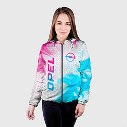 Куртка с капюшоном женская Opel neon gradient style: надпись, символ, цвет: 3D-черный — фото 2